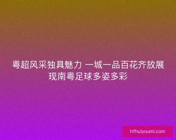 粤超风采独具魅力 一城一品百花齐放展现南粤足球多姿多彩